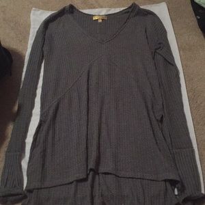 Grey V-neck tunic sweater